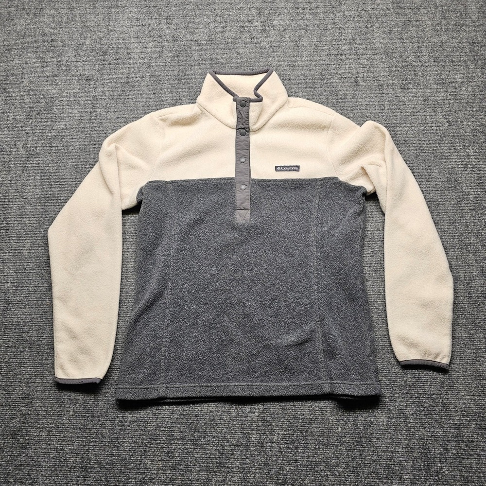 Columbia Womens Benton Springs Snap Fleece Pullover Cream Grey Small 2705